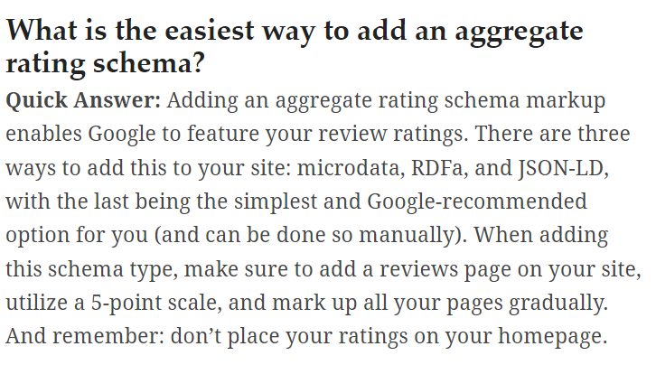 the tl;dr section that was made for the article on how to add aggregate rating schema